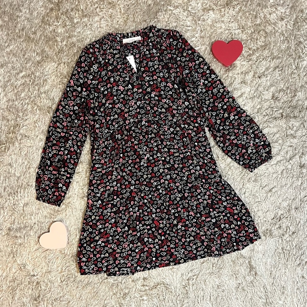 NWT Loft Heart Tie Neck Swing Dress